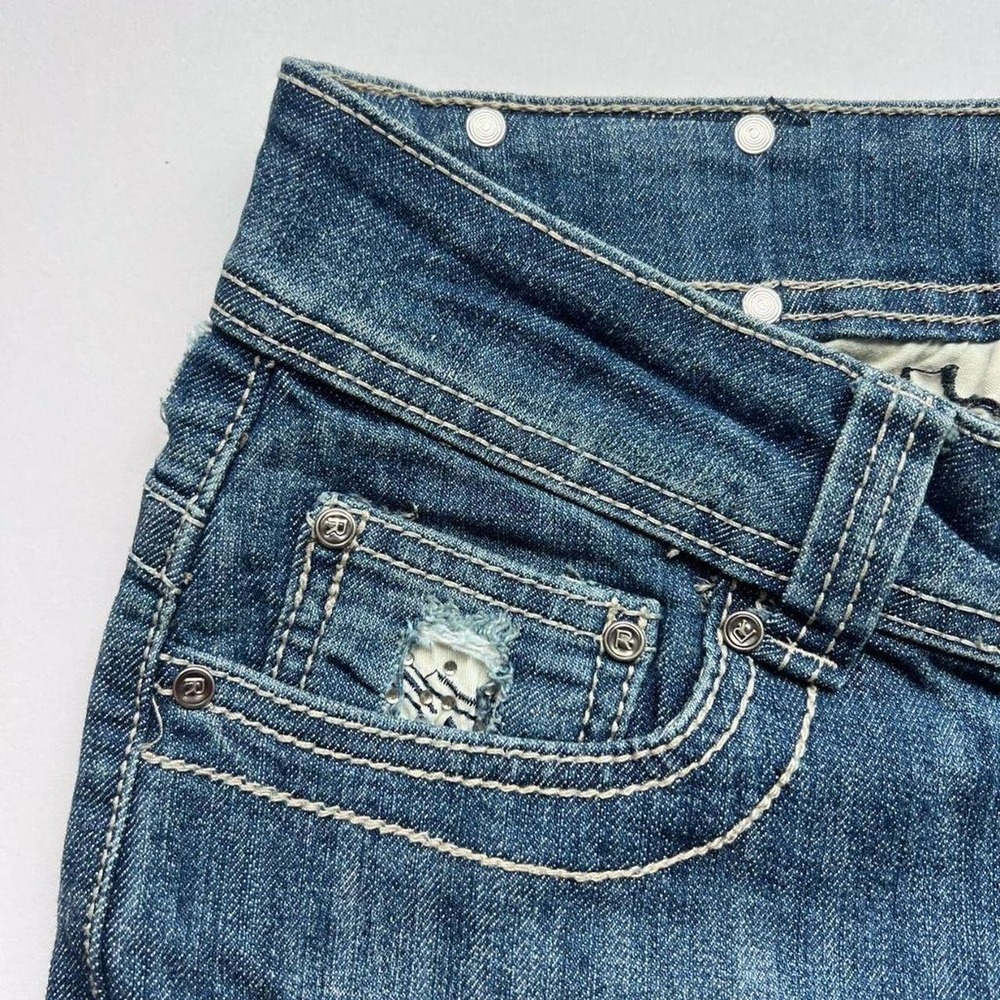Y2K Red Rivet Low Rise Bootcut Jeans With Embellished Pockets - Picture 5 of 7